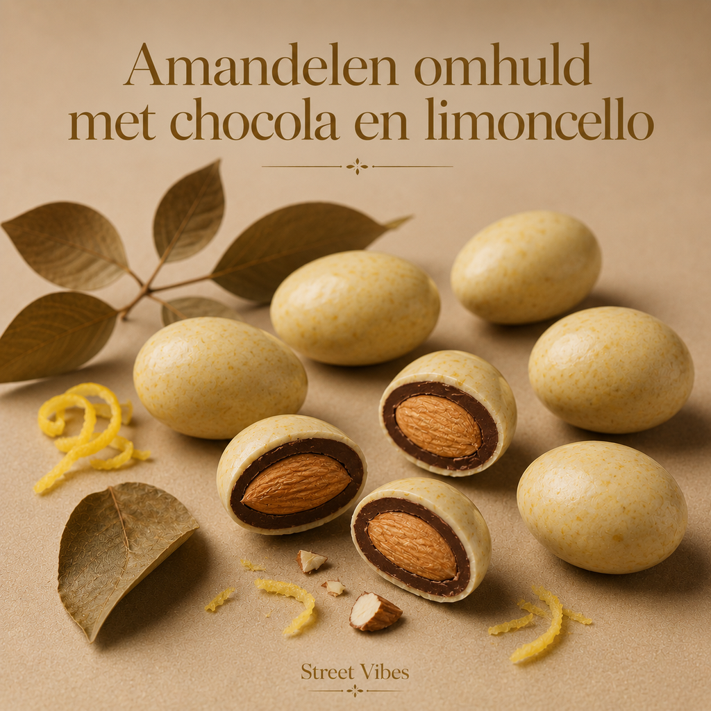Amandelen omhuld met chocolade en Limoncello 1000 gram