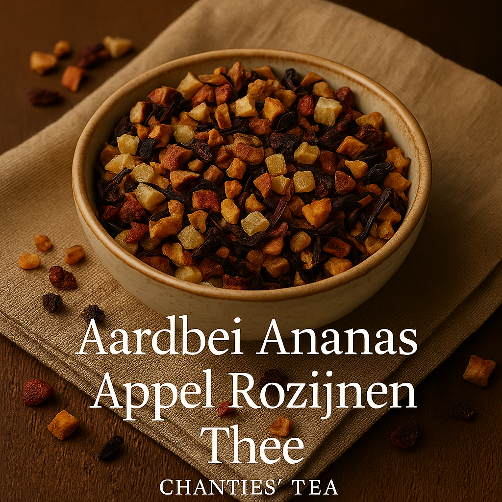 Aardbeien-Ananas-Appel-Rozijnen Thee