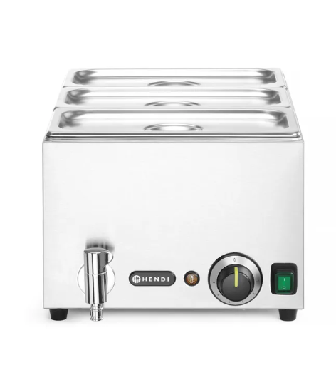 Set : Bain Marie met afvoerkraan + 3x GN 1/3 en deksels