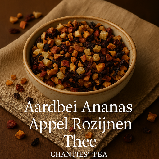 Aardbeien-Ananas-Appel-Rozijnen Thee
